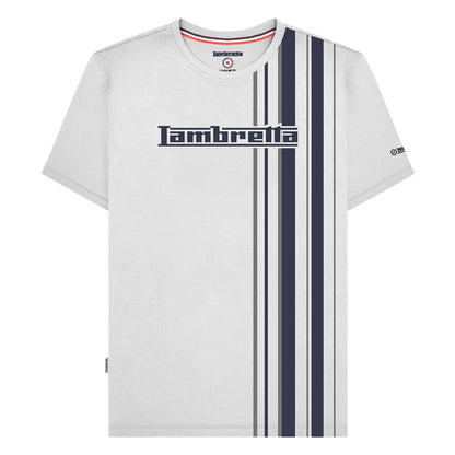 White-Navy-Grey - Front - Lambretta Mens Racing Stripe T-Shirt