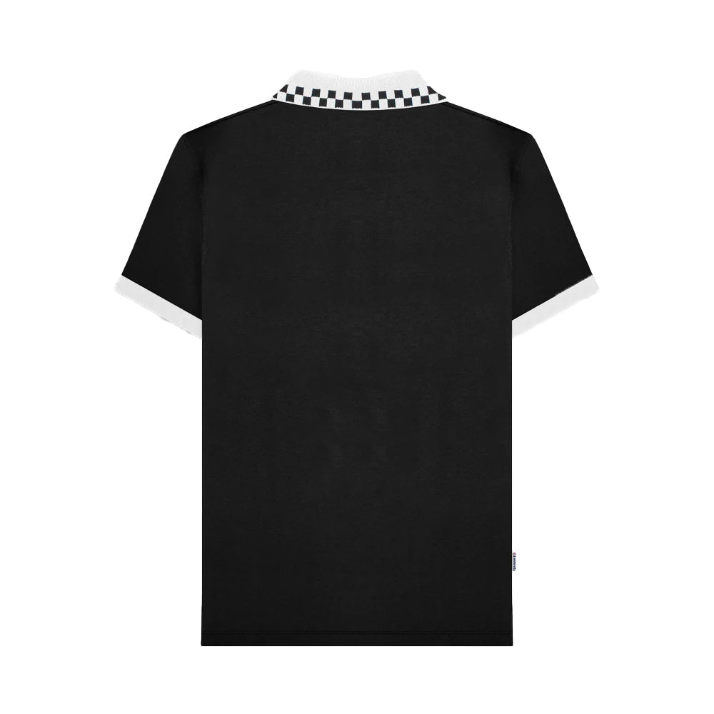 Black - Back - Lambretta Mens Checkered Polo Shirt