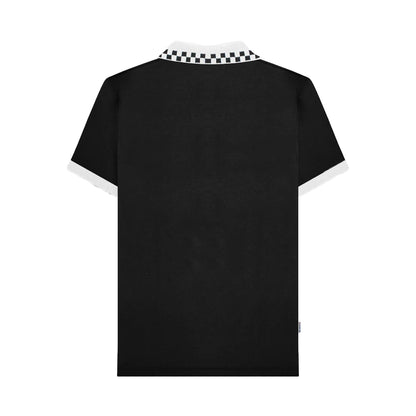 Black - Back - Lambretta Mens Checkered Polo Shirt