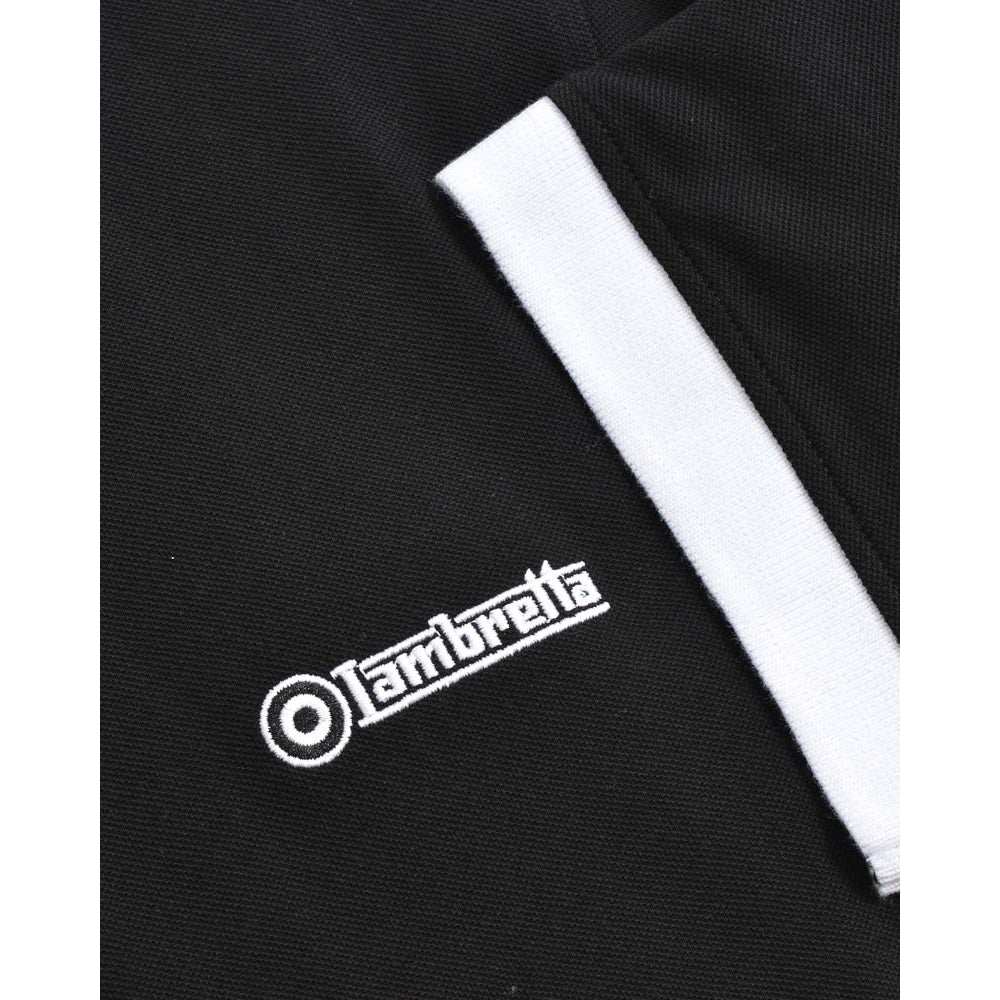 Black - Side - Lambretta Mens Checkered Polo Shirt