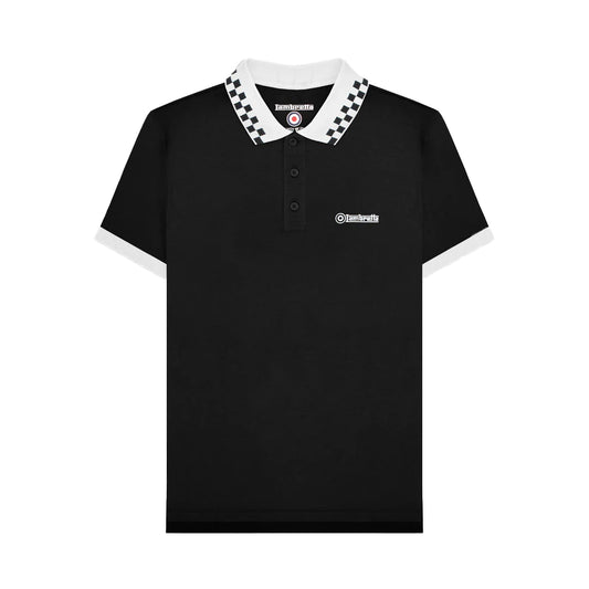 Black - Front - Lambretta Mens Checkered Polo Shirt