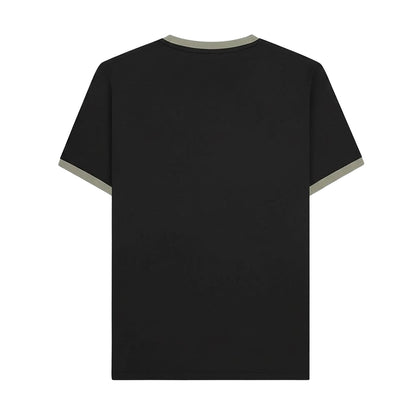 Black - Back - Lambretta Mens Ringer Two Tone T-Shirt