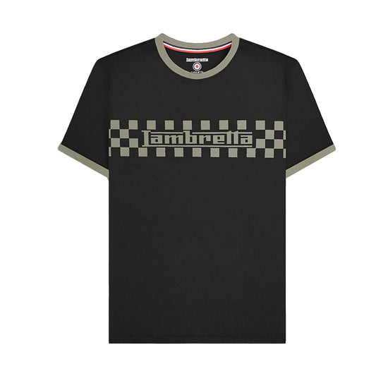 Black - Front - Lambretta Mens Ringer Two Tone T-Shirt