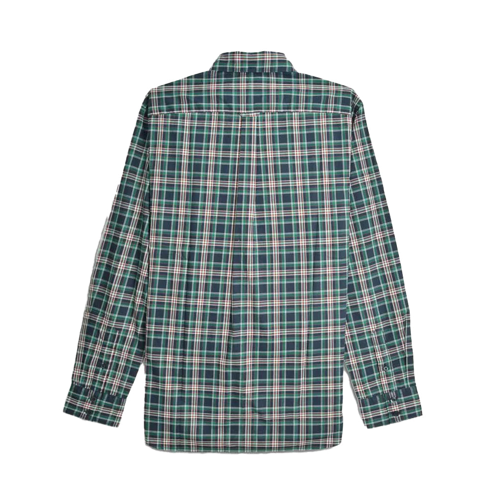 Navy-Green-Red - Back - Lambretta Mens Classic Checked Long-Sleeved Shirt