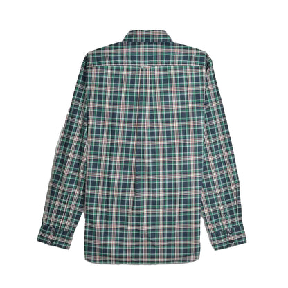 Navy-Green-Red - Back - Lambretta Mens Classic Checked Long-Sleeved Shirt