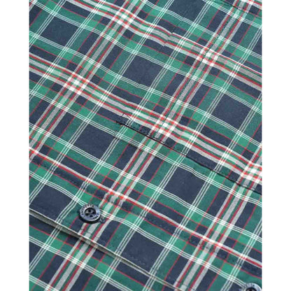 Navy-Green-Red - Side - Lambretta Mens Classic Checked Long-Sleeved Shirt
