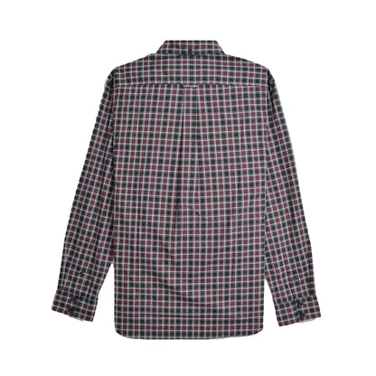 Burgundy-Black - Back - Lambretta Mens Checked Long-Sleeved Shirt