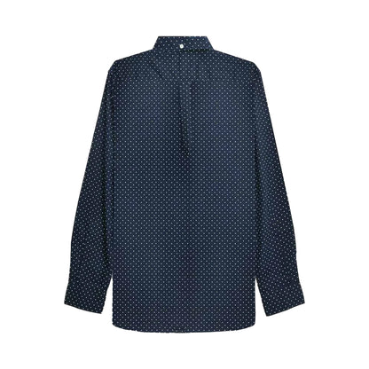 Dark Navy - Back - Lambretta Mens Pin Dot Long-Sleeved Shirt