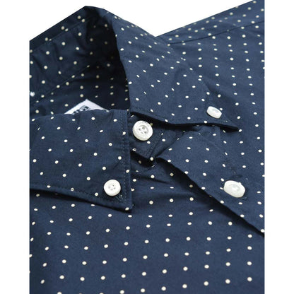 Dark Navy - Lifestyle - Lambretta Mens Pin Dot Long-Sleeved Shirt