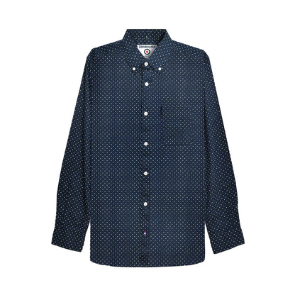 Dark Navy - Front - Lambretta Mens Pin Dot Long-Sleeved Shirt