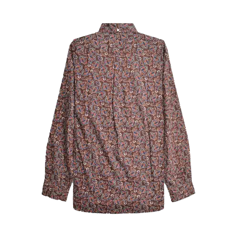 Burgundy - Back - Lambretta Mens Paisley Long-Sleeved Shirt