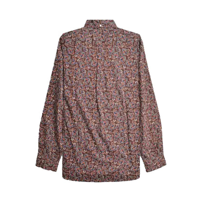 Burgundy - Back - Lambretta Mens Paisley Long-Sleeved Shirt