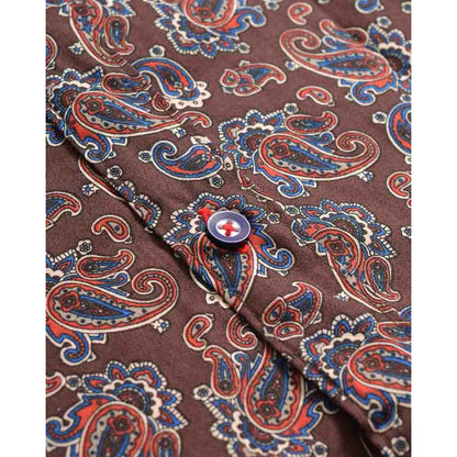 Burgundy - Lifestyle - Lambretta Mens Paisley Long-Sleeved Shirt