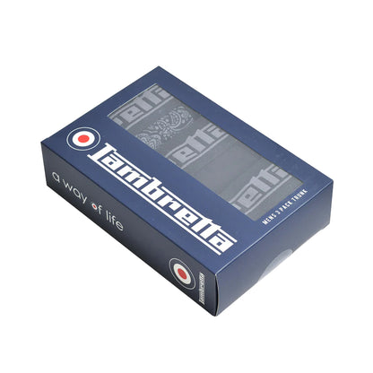 Black-Grey - Side - Lambretta Mens Paisley Boxer Shorts (Pack of 3)