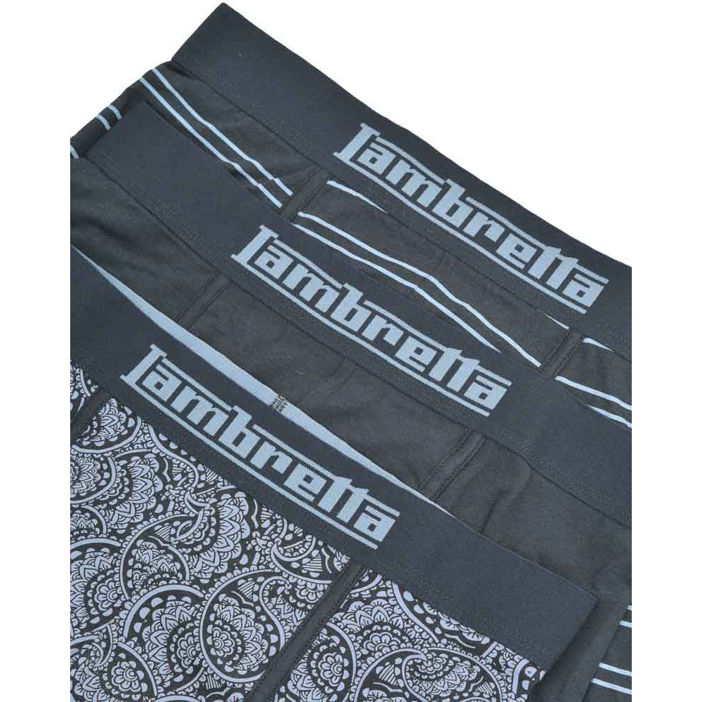 Navy-Blue - Back - Lambretta Mens Paisley Boxer Shorts (Pack of 3)
