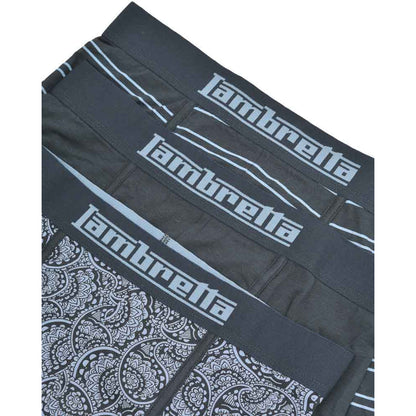 Navy-Blue - Back - Lambretta Mens Paisley Boxer Shorts (Pack of 3)