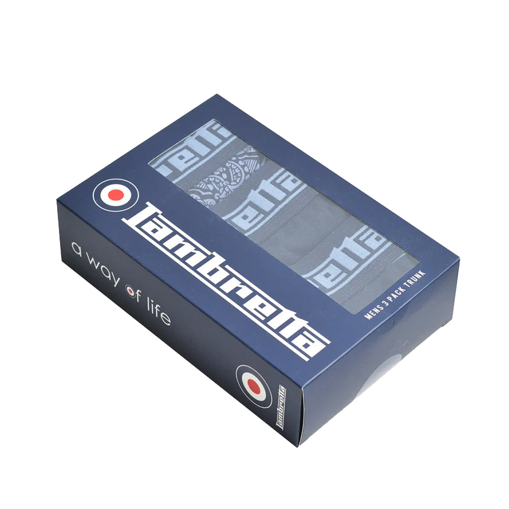 Navy-Blue - Side - Lambretta Mens Paisley Boxer Shorts (Pack of 3)