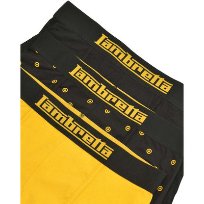 Black-Gold - Back - Lambretta Mens Target Boxer Shorts (Pack of 3)