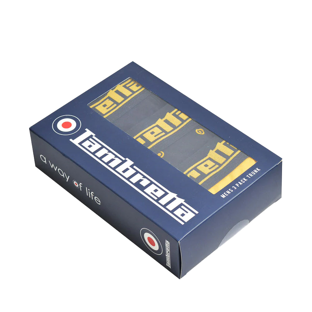 Black-Gold - Side - Lambretta Mens Target Boxer Shorts (Pack of 3)