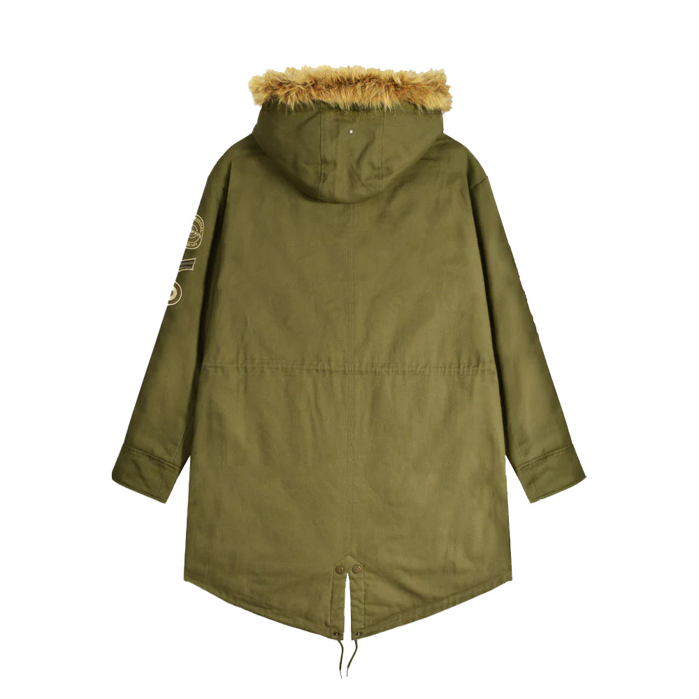 Khaki Green - Back - Lambretta Mens Cotton Canvas Parka