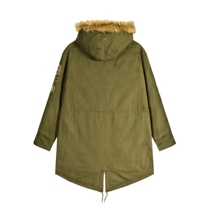 Khaki Green - Back - Lambretta Mens Cotton Canvas Parka