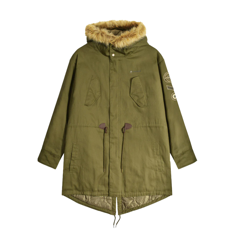 Khaki Green - Front - Lambretta Mens Cotton Canvas Parka