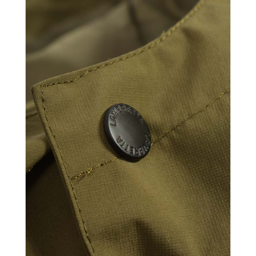 Khaki Green - Close up - Lambretta Mens Ripstop Waterproof Parka