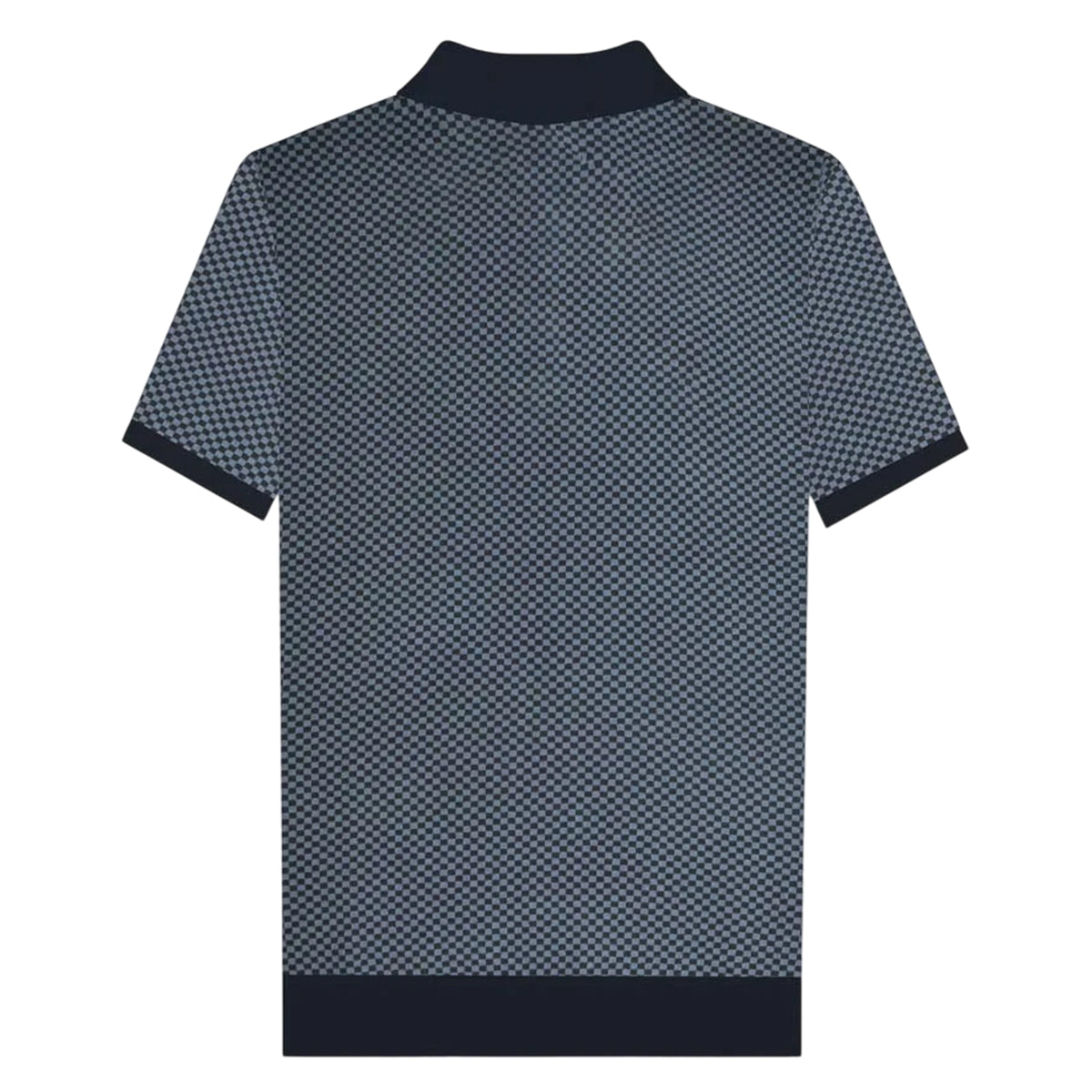 Navy - Back - Lambretta Mens Knitted Quarter Zip Polo Shirt