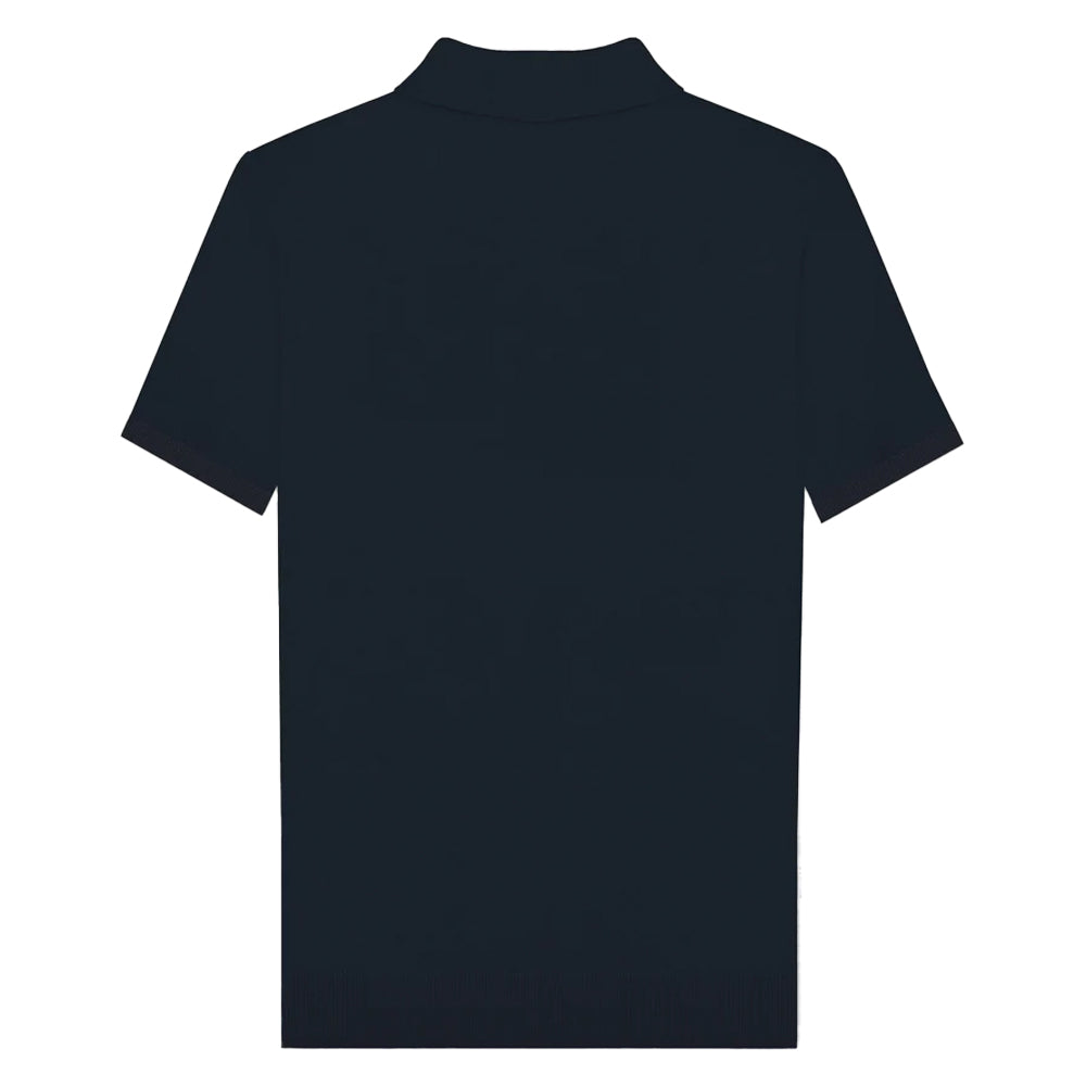 Navy-Cashew-Silver - Back - Lambretta Mens Vertical Stripe Knitted Polo Shirt