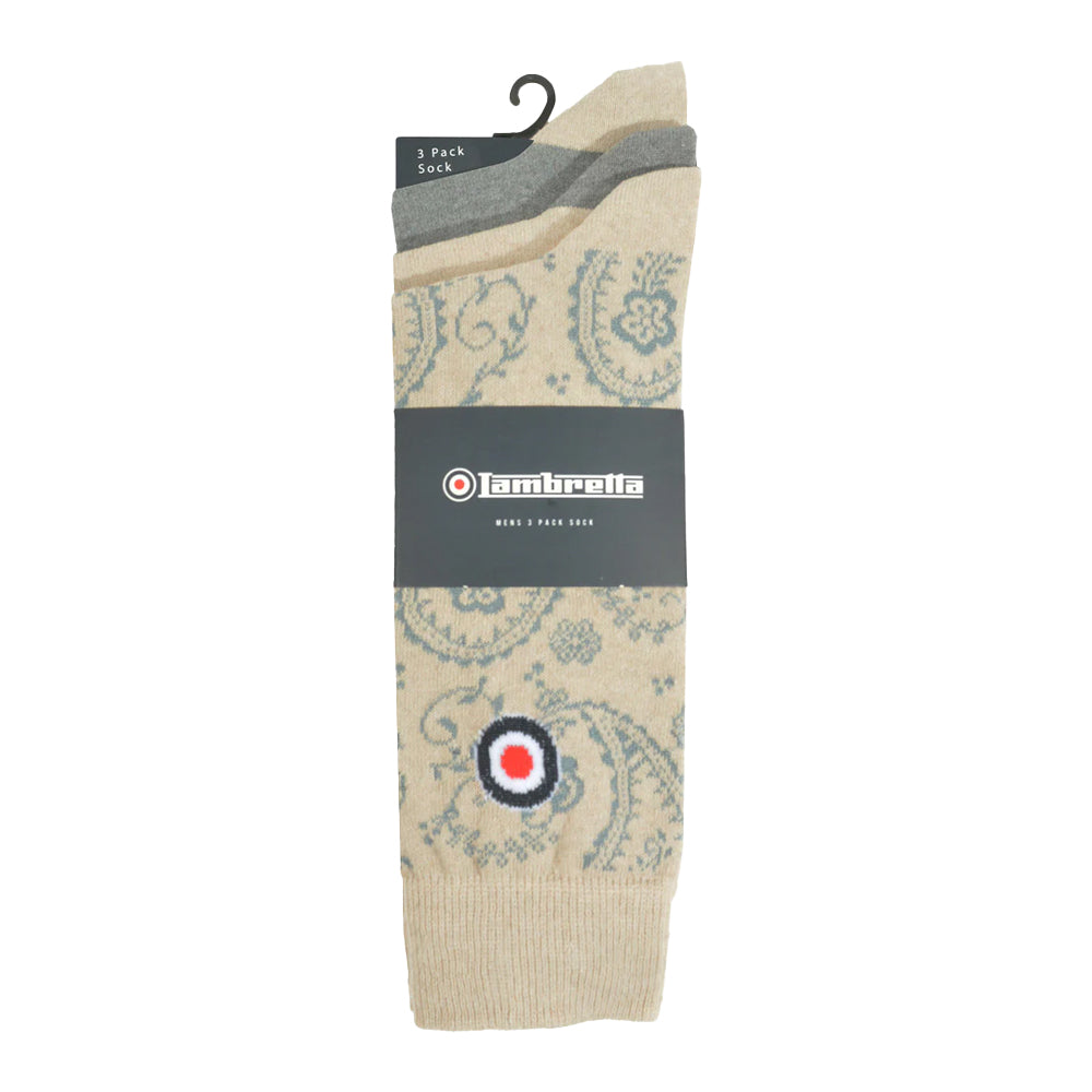 Iron-Stone - Side - Lambretta Mens Paisley Socks (Pack of 3)