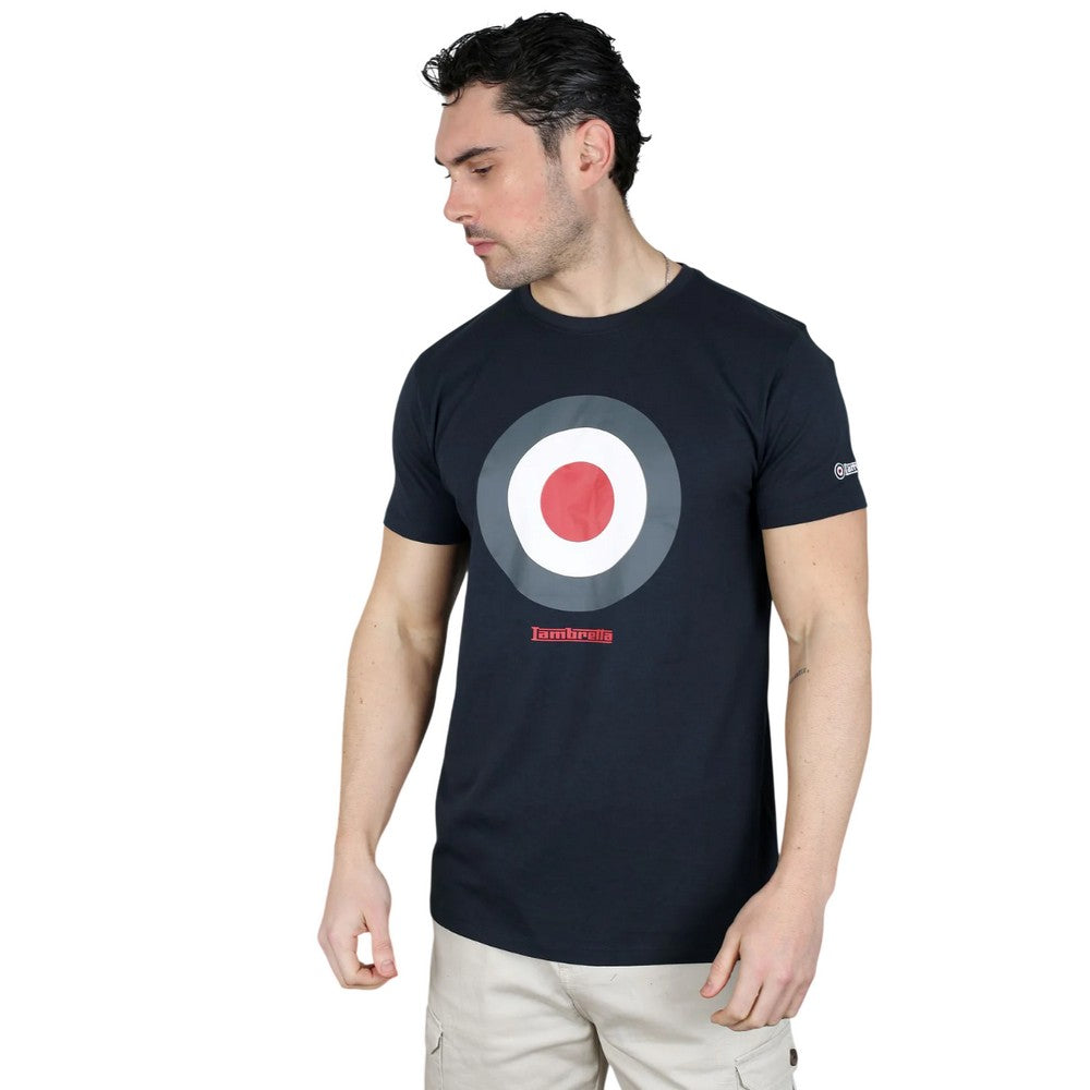 Navy - Side - Lambretta Mens Target Cotton T-Shirt