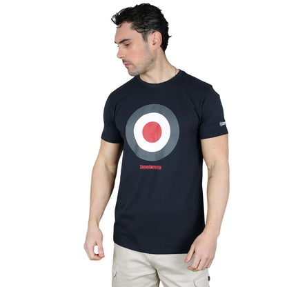 Navy - Side - Lambretta Mens Target Cotton T-Shirt