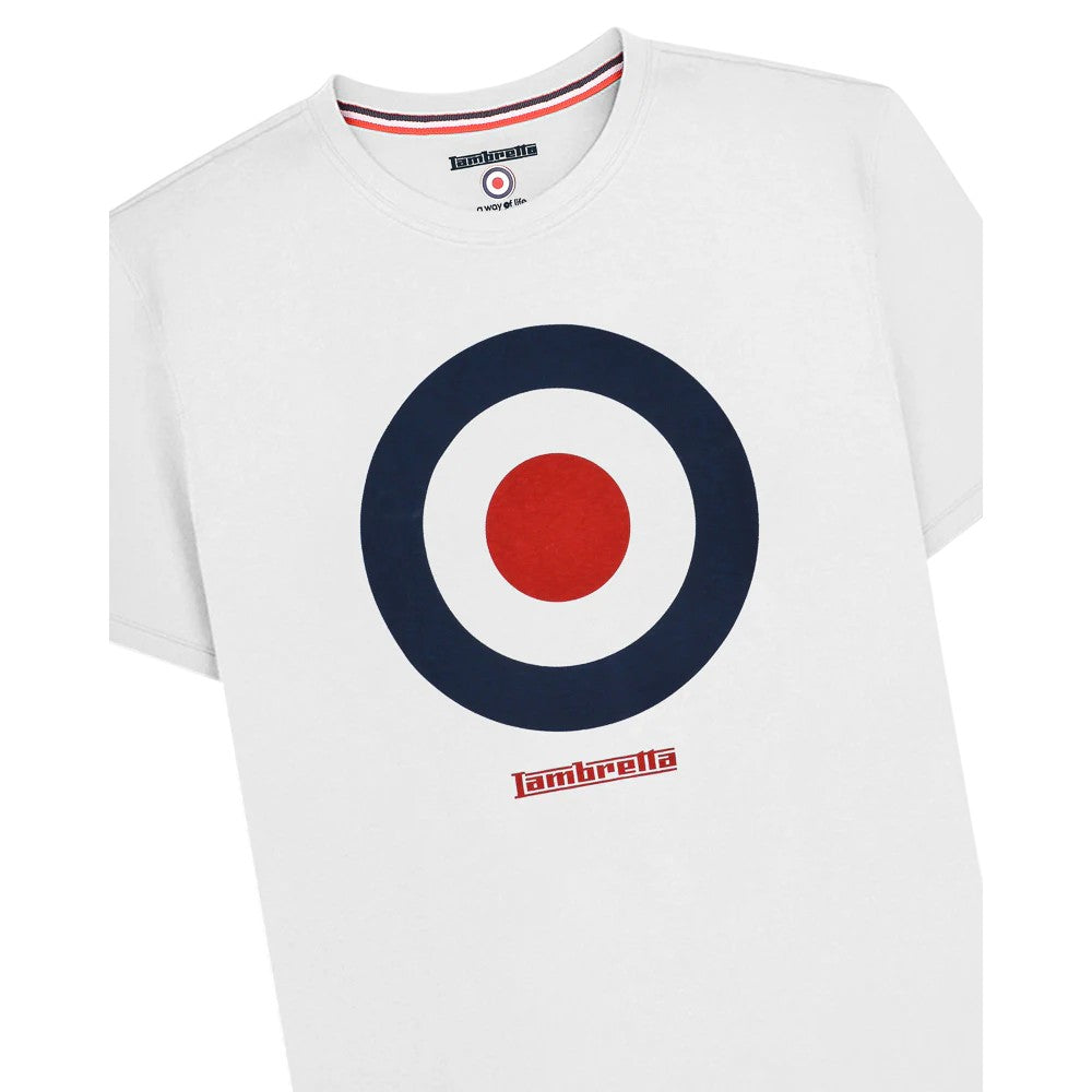 White - Side - Lambretta Mens Target Cotton T-Shirt