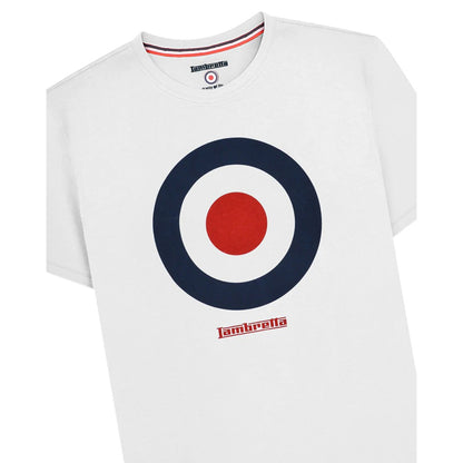White - Side - Lambretta Mens Target Cotton T-Shirt