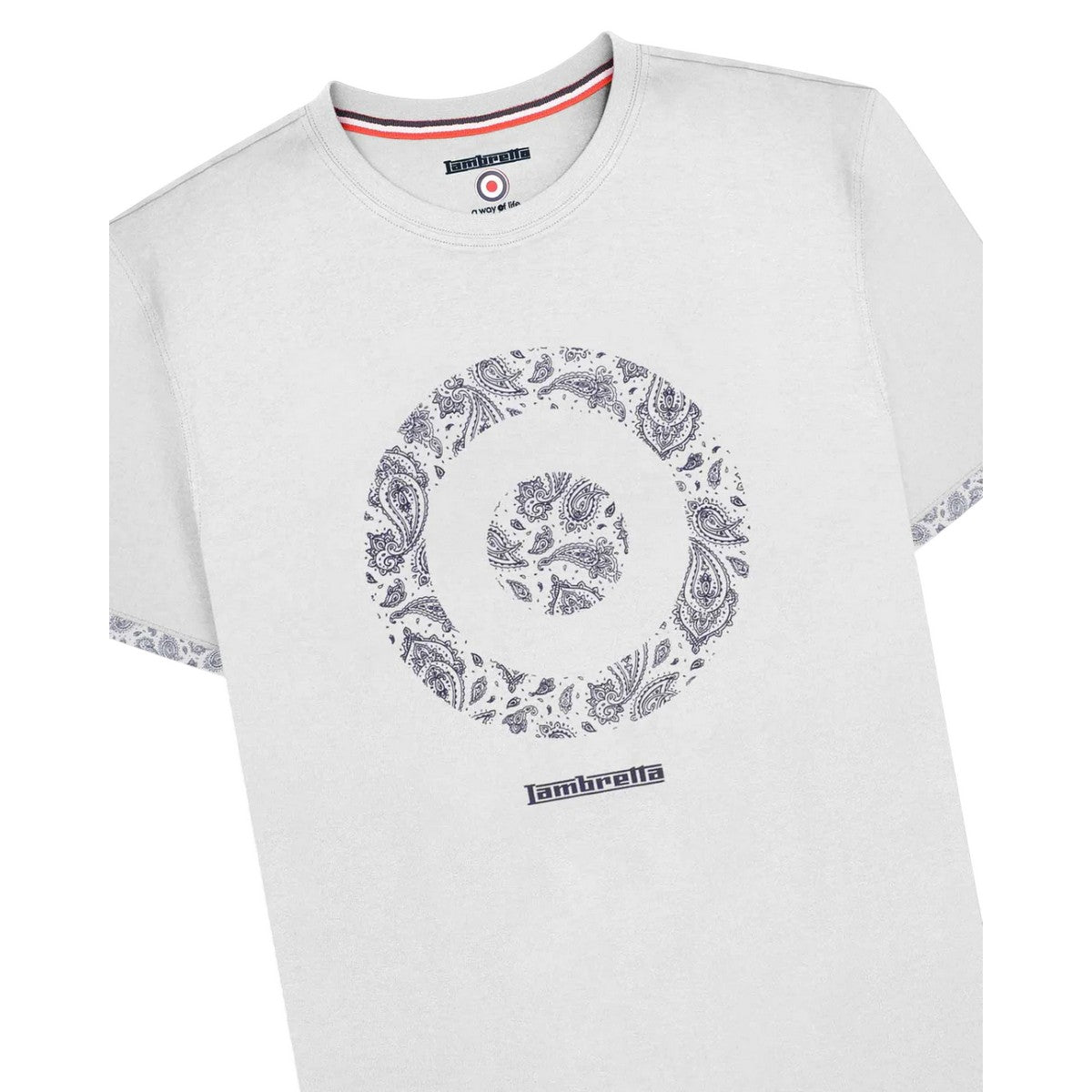 White - Side - Lambretta Mens Paisley Target T-Shirt