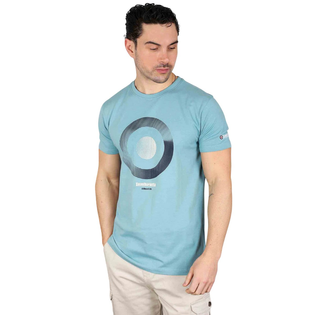 Cameo Blue - Side - Lambretta Mens Target Shade T-Shirt