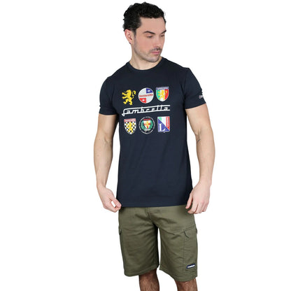 Navy - Side - Lambretta Mens Heritage SS26 Logos T-Shirt
