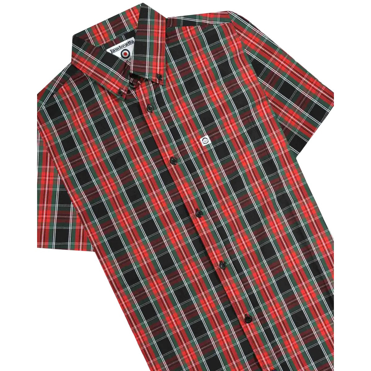 Black-Red-Green - Side - Lambretta Unisex Adult Checked Shirt