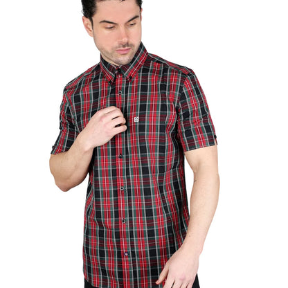 Black-Red-Green - Lifestyle - Lambretta Unisex Adult Checked Shirt
