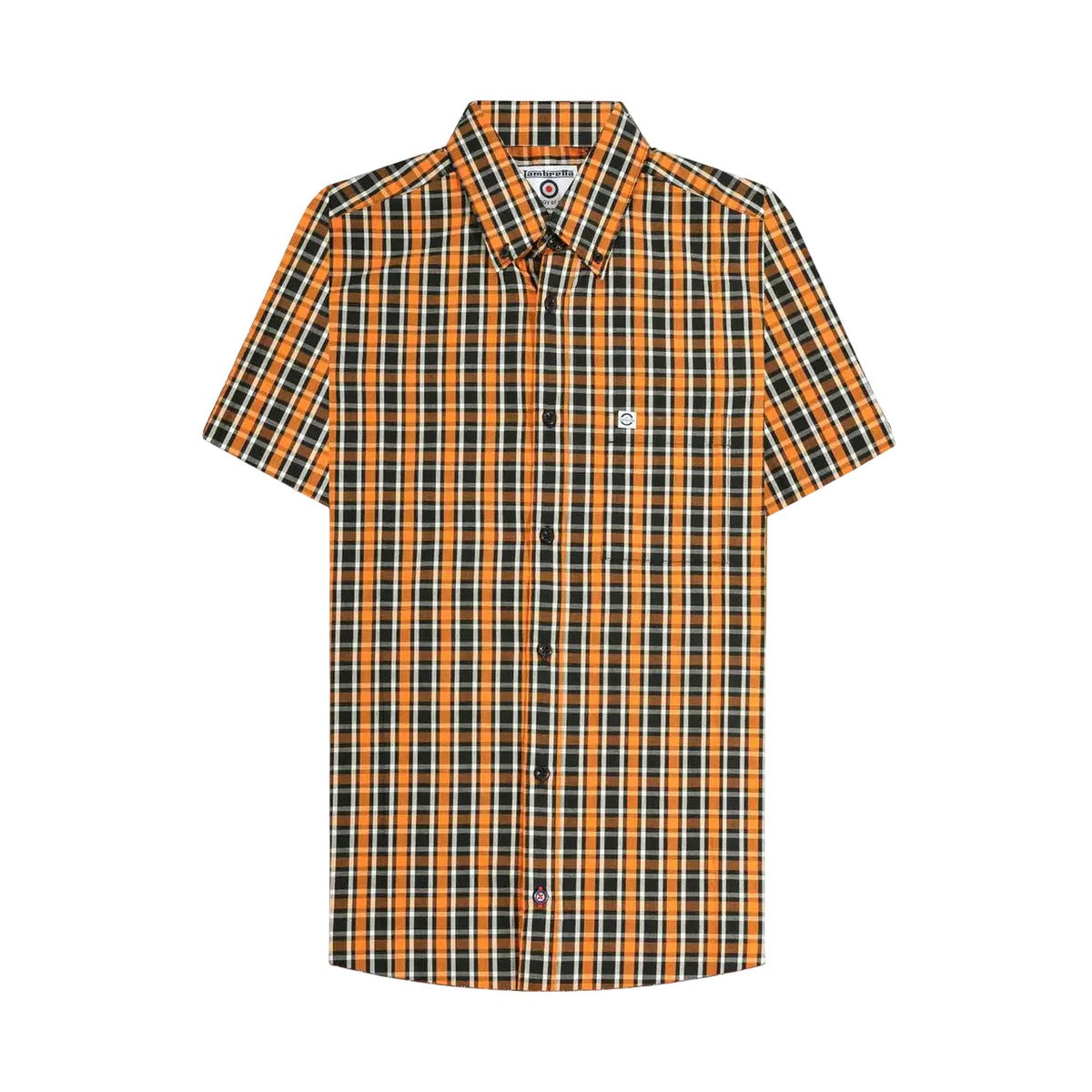 Black-White-Orange - Front - Lambretta Unisex Adult Checked Shirt
