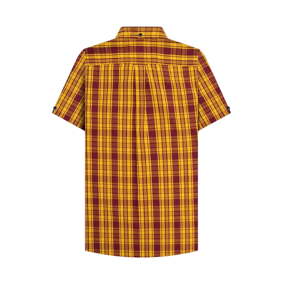 Burgundy-Gold - Back - Lambretta Unisex Adult Checked Shirt