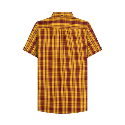 Burgundy-Gold - Back - Lambretta Unisex Adult Checked Shirt