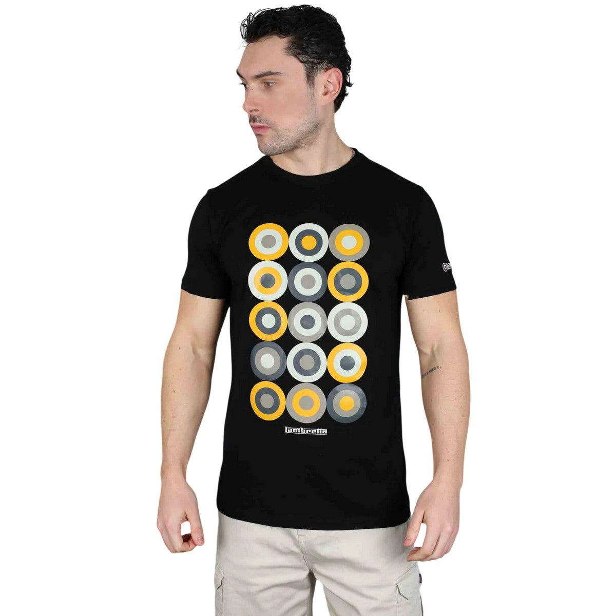 Black - Side - Lambretta Mens Mod Target T-Shirt