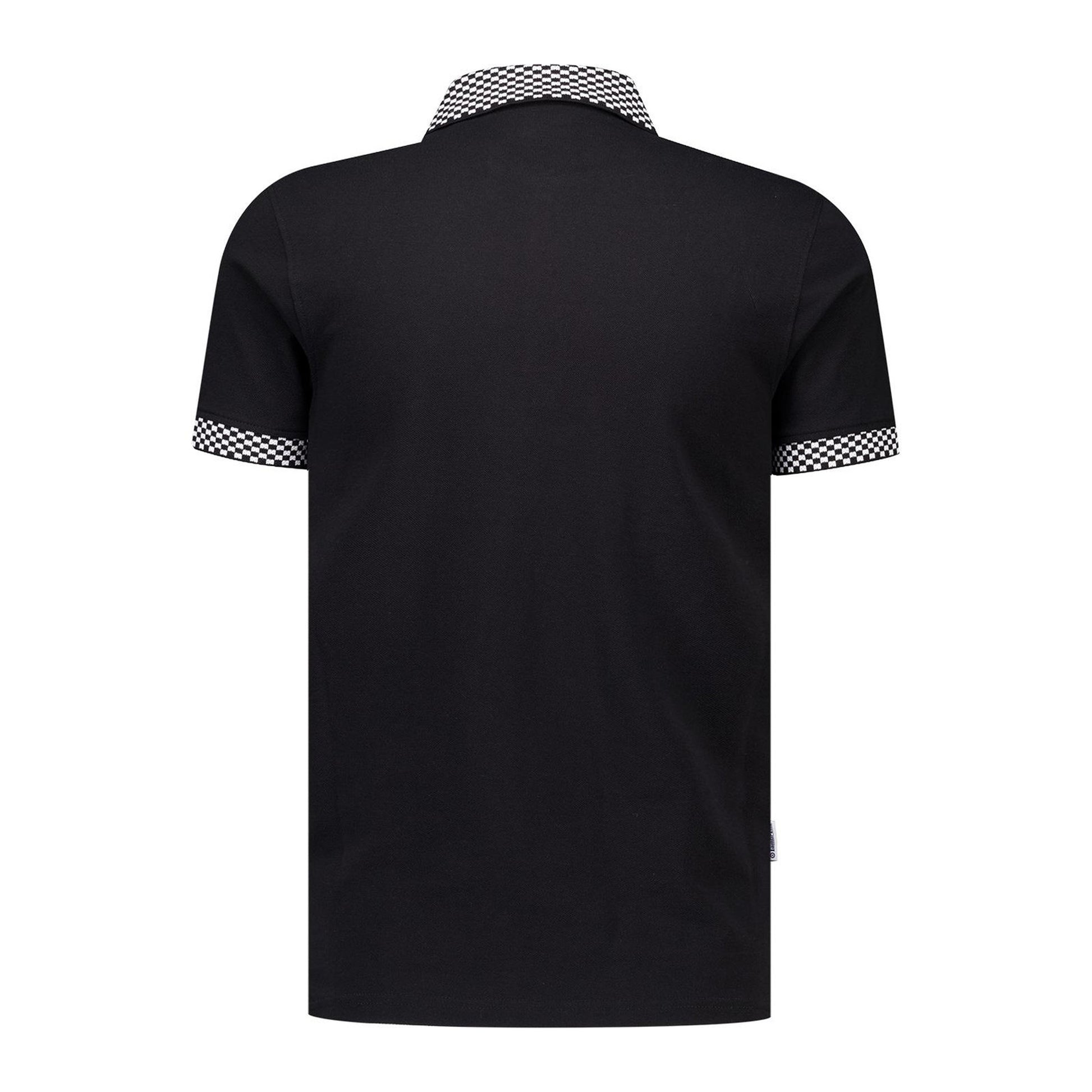Black - Back - Lambretta Mens Two Tone Badge Polo Shirt