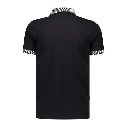 Black - Back - Lambretta Mens Two Tone Badge Polo Shirt
