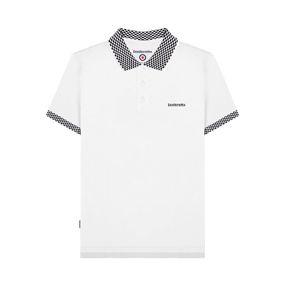 White - Front - Lambretta Mens Two Tone Badge Polo Shirt