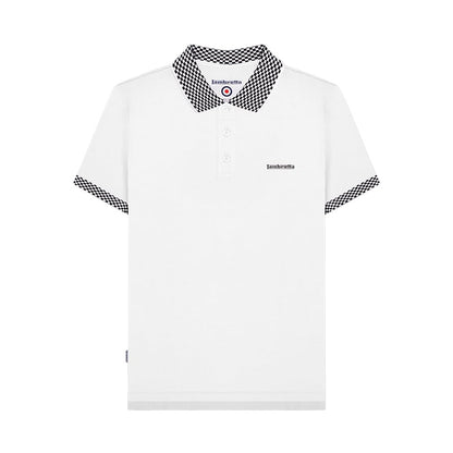 White - Front - Lambretta Mens Two Tone Badge Polo Shirt