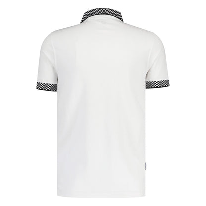 White - Back - Lambretta Mens Two Tone Badge Polo Shirt