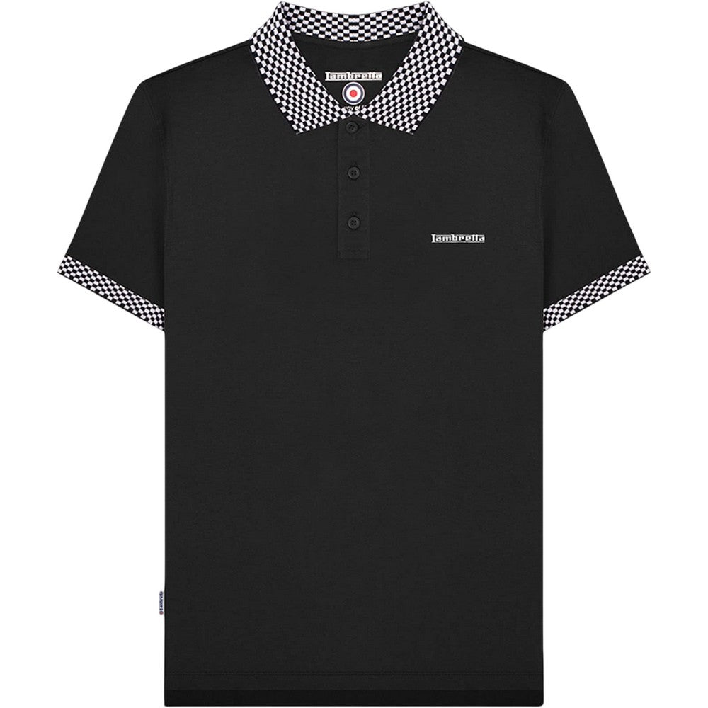 Black - Front - Lambretta Mens Two Tone Badge Polo Shirt