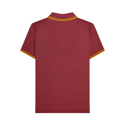 Burgundy-Gold - Back - Lambretta Mens Houndstooth Polo Shirt